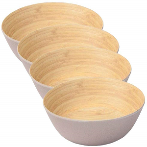 4 Piezas de Platos de bambÃº Grande 22 cm I Platos de Cena Redondo Gris, sin BPA I Platos de Sopa Platos de Ensalada